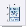 thumbnail image 3 of Caution Height 13'6" On Fifth Wheel 47.5" High Vinyl Decal Sticker - High Trailer Sign Truck Safety Decal for Dry Van and Reefer Trailers Caution Clearance Height Sign (7" x 11", Blue), 3 of 8