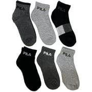 Fila Women's 6-Pack Color Block Stripe Half Cushion Quarter Socks Black Multi