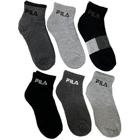 Fila Women's 6-Pack Color Block Stripe Half Cushion Quarter Socks Black Multi