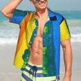thumbnail image 5 of Lsque Rainbow Colored pattern Hawaiian Shirt for Men, Unisex Summer Beach Casual Short Sleeve Button Down Shirts-Large, 5 of 9