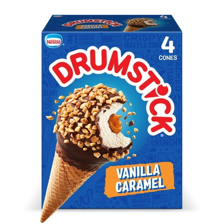 Drumstick Vanilla Caramel Sundae Cones, Kosher, 4 Count