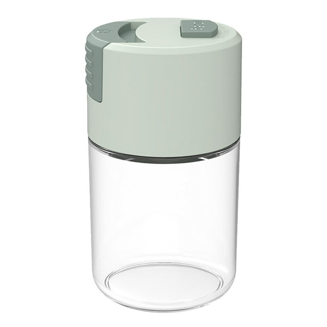 Oleegame 1PC Produce Storage Push-type Quantitative Glass Bottle Metering Shaker Household Kitchen Quantitative Control Amount Sprinkler Bottle Green