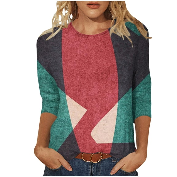 IROINNID Deals Polyester Long Sleeve T Shirt for Women Comfy Round Neck T-Shirt Autumn Printing Blouse Tops Sweatshirt,Pink