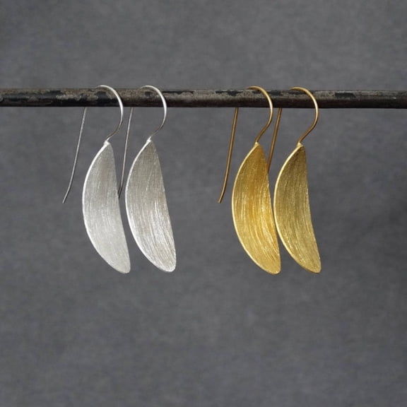 two-tone drop earrings with Brushed Silver and Matte Gold Tone Accent Dangles