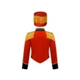 thumbnail image 2 of YiZYiF Girls Boys Drum Major Team Uniform Marching Band Tassel Jacket Coat with Hat Drummer Performance Costume B Red 6, 2 of 7