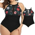 thumbnail image 2 of Aayomet Maillot de Bain une Pièce à Blocs de Couleur Swimsuits Col Rond Contrôle du Ventre Rembourré Vêtements de Bain,B TG, 2 of 4