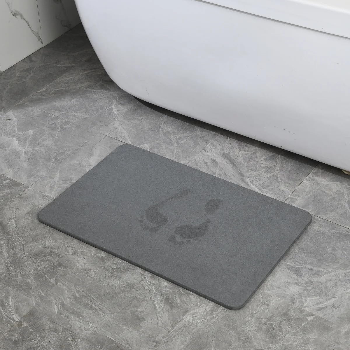 J&V TEXTILES Stone Bath Mat Diatomaceous Earth Shower Mat Non-Slip Super Absorbent Diatomite Stone Mats for Bathroom Floor Quick-Drying Easy to Clean 24''15'' Grey Dove Grey