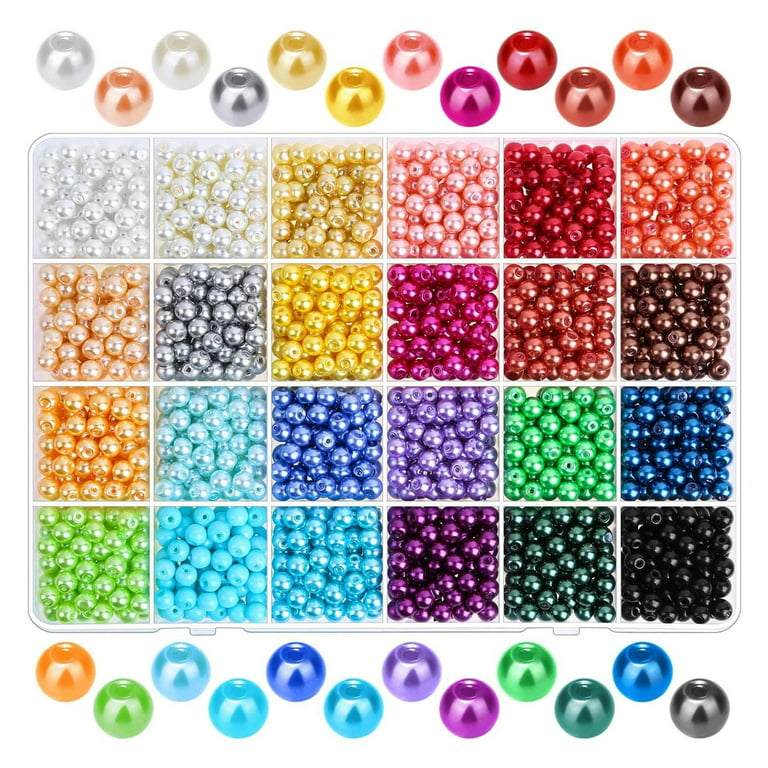  1680pcs Glass Beads for Jewelry Making, 24 Color 6mm