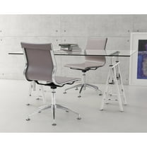 Glider Conference Chair Taupe Office Chair, Modern Style, Plush and durable faux leather fabric, Plywood, Indoor Office
