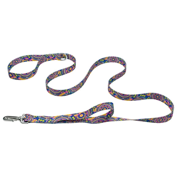 Country Brook Petz® 1 inch Blue Boho Mandala Deluxe Reflective Dog Leash, 6 Foot