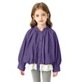 thumbnail image 2 of Girls Ruffled Collar Light Windbreaker Puff Long Sleeve Button Casual Jacket with Lace Trim Toddler Coats for Girls Outerwear, 2 of 8