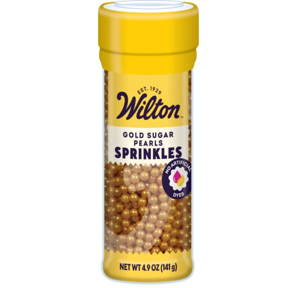 Wilton Gold Sprinkles Metallic Sugar Pearls 4.9 oz. Bottle