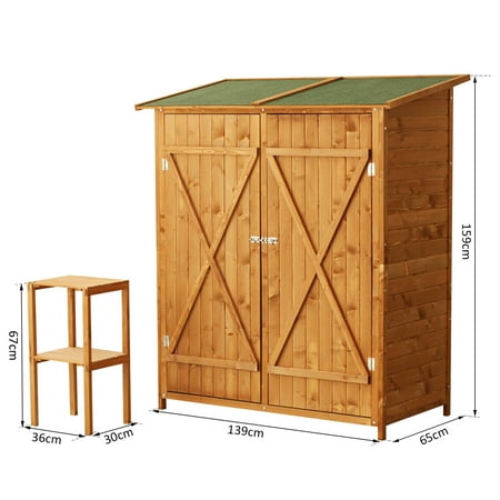 large patio storage shed wood cabinet box two doors yard