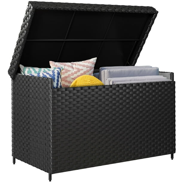 YITAHOME 230 Gallon Wicker Deck Box, XL All-Weather Waterproof Outdoor