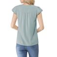 thumbnail image 3 of DARING DIVA Women's V Neck Casual Solid Cap Blouse Top L Pale Blue, 3 of 6