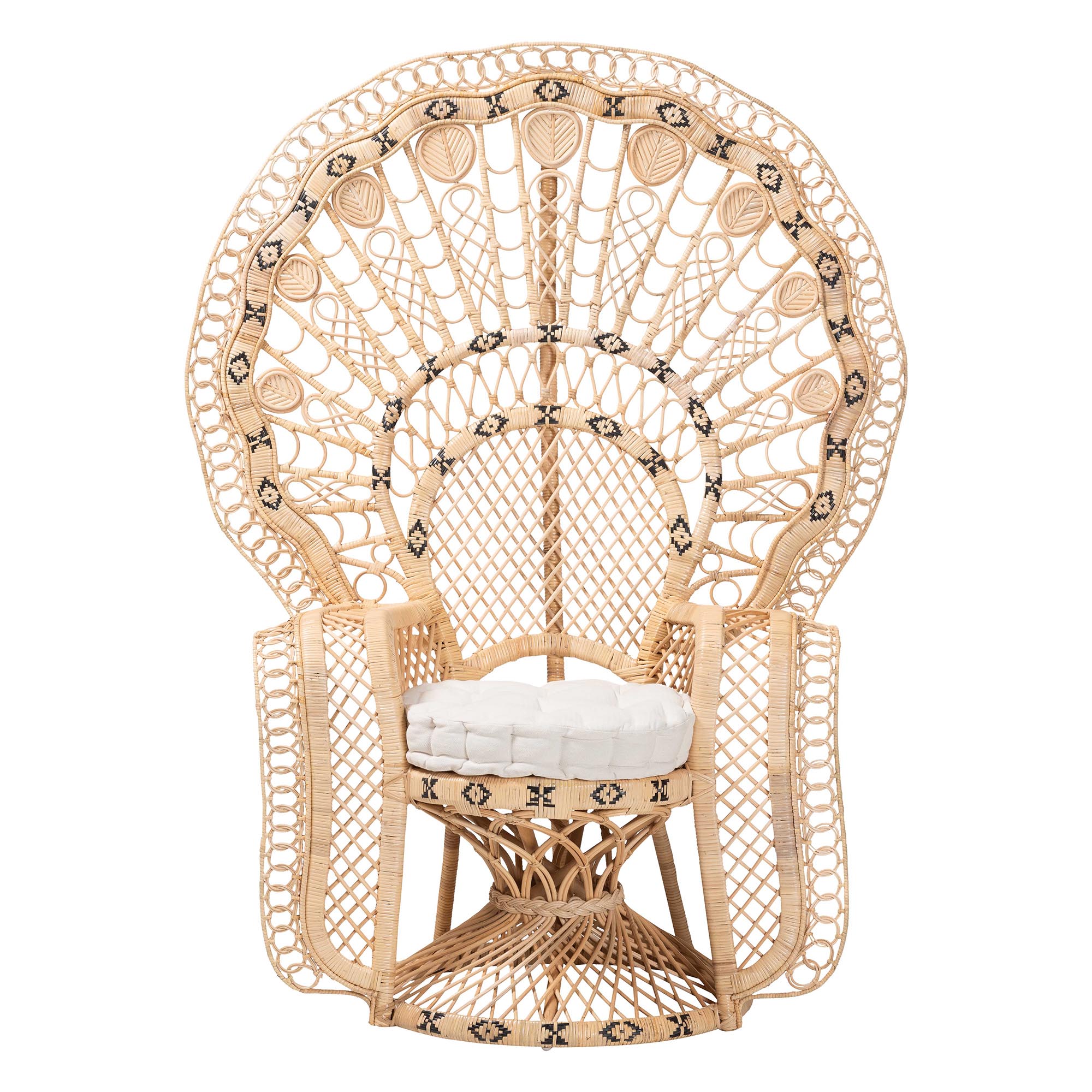 bali & pari Nafisa Boho Peacock Chair, Natural Brown