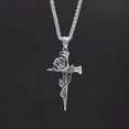 thumbnail image 4 of 1 Piece New Stainless Steel Solid Cross Rose Pendant Titanium Necklace Men's Hip Hop Personalized Accessories, 4 of 6
