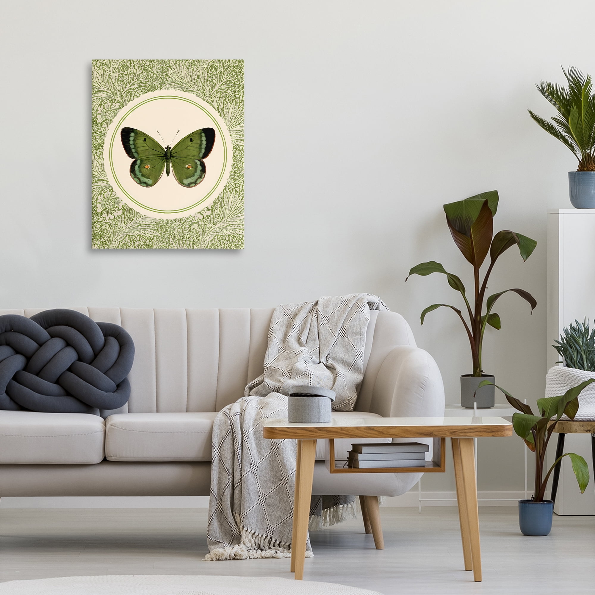 Stupell Industries Green Butterfly Botanical Medallion Canvas Wall Art, design by LSR Design Studio