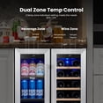 thumbnail image 5 of Yeego 24 inch Wine and Beverage Refrigerator, 20 Bottles and 60 Cans Dual Zone Fridge with French Glass Door for Home/Office, 36℉~72℉, Built-in/ Freestanding, 5 of 9