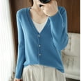 thumbnail image 5 of iOPQO Lightweight Cardigans for Women Cardigan Sweater Womens Cardigan Knit Cardigan V Neck Sweaters for Women Knit Sweater Button Up Sweaters for Women Blue L, 5 of 5