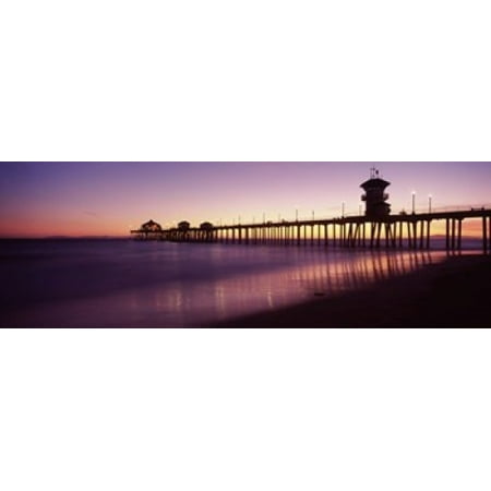 Pottery Barn Orange County Pier in the sea Huntington Beach Pier Huntington Beach Orange County California USA Canvas Art - Panoramic Images (36 x 13) ()