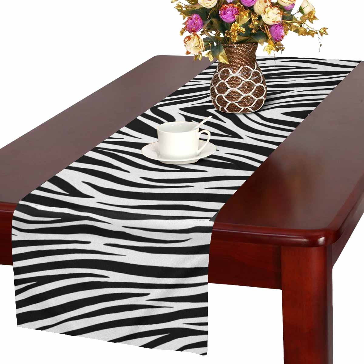 MKHERT Zebra Print Animal Skin Abstract Black and White Lines Table