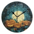thumbnail image 4 of DEIARA Cartoon Halloween Pumpkins Burgundy Butterfly Wall Clock 10in Silent Mechanism Battery Operated Retro Style for Living Room Bedroom and Kitchen Gold Pointer, 4 of 10