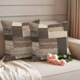 thumbnail image 2 of Brown Vintage Wooden Outdoor Waterproof Pillow Covers, Rustic Farmhouse Wood Plank Patchwork Decorative Square Throw Pillowcase Sofa Cushion Sham for Patio/Couch/Chair, 16"x16" 2 Pack, 2 of 8