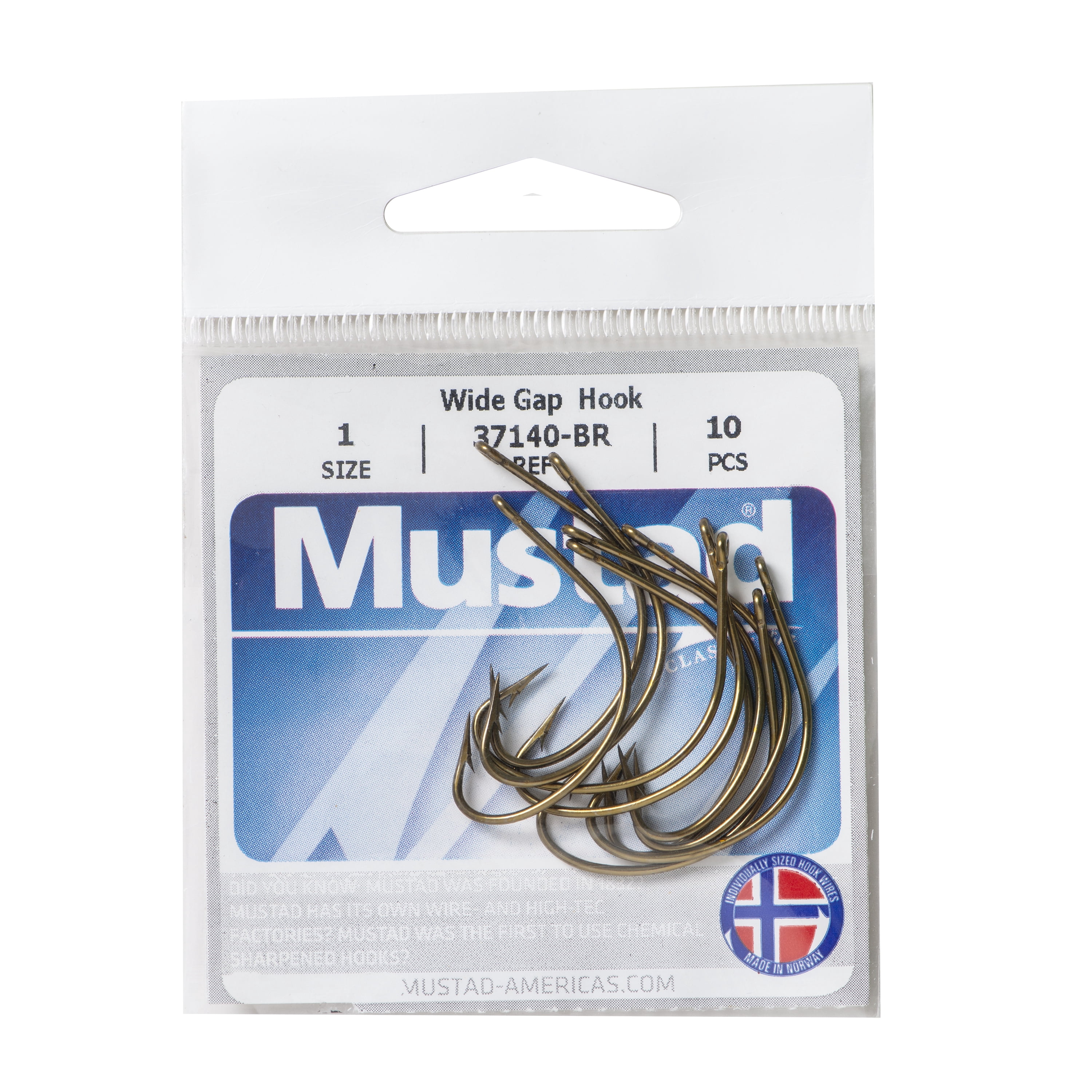 Mustad Wide Gap Hook - Size: #1 (Nickel) 10pc