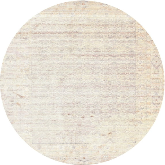 Ahgly Company Indoor Round Contemporary Champagne Beige Solid Area Rugs, 8' Round