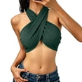 thumbnail image 2 of Sleeveless Halter Criss Cross Tank Crop Tops for Women Self Tie Wrap Backless Camisole Tanks, 2 of 5