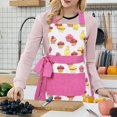 thumbnail image 2 of Delantal de arco rosa, delantal de cocina de algodón con bolsillo, delantal para hornear con diseño de pastel para mujeres #39;s Feliz Sencillez, 2 of 5