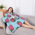 thumbnail image 5 of Oversized Wearable Blanket Hoodie,Red Strawberry Plants Blue Pattern Sherpa Blanket Hoodie with Super Pockets,Super Warm Fuzzy Pullover for Women & Men, 5 of 6