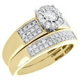 thumbnail image 2 of 14K Yellow Gold Solitaire Diamond Trio Set Flower Bridal + Wedding Rings 0.87 Ct, 2 of 7