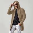 thumbnail image 2 of Fgnfyis Winter Jackets for Men Cardigan Sweater with Hood and High Neck Soft Warm Knit Pullover Mens Winter Coat Khaki L, 2 of 4