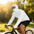 thumbnail image 6 of hlysgo Spf Shirts for Men Long Sleeve Thumb Hole Shirts Hoodie with Mask Cooling Sun Protection Clothing Summer Athletic Outdoor Hiking UV Shirt White,M, 6 of 8