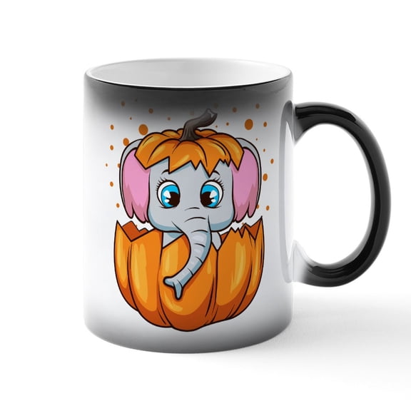 CafePress - Halloween Baby Elephant Pumpkin - 11 oz Color Changing Magic Mug