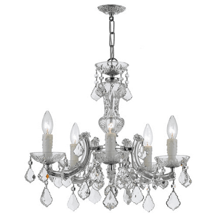 Polished Chrome Icon - Chandeliers 5 Light With Polished Chrome Clear Hand Cut Wrought Iron 20 inch 300 Watts - World of Lighting