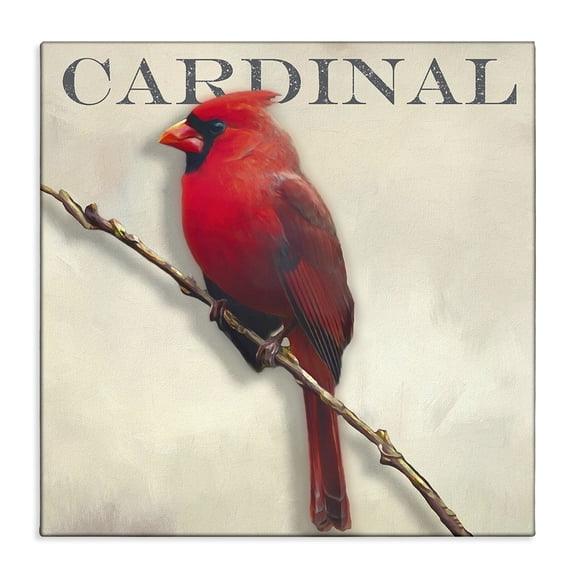 Stupell Industries Farmhouse Bold Red Cardinal Bird Portrait Rustic Text Design Canvas Art, 17 x 17, by Alpenglow Workshop