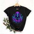 thumbnail image 4 of Women's Morbid Floral Skull Tee - Vintage Sugar Skull Graphic T-Shirt | Plus Size Loose Fit Gothic Tops for Women & Teens, 4 of 4