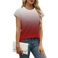 thumbnail image 5 of Annhoo Womens Tops Casual Short Sleeve Multicolor Tunic Blouse Striped Crew Neck Summer Dressy Clothes Basic T-Shirts, 5 of 8