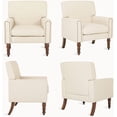 thumbnail image 7 of Dycanpo Linen Fabric Accent Chairs Set of 2, Mid Century Upholstered, for Living Room, Beige, 7 of 7