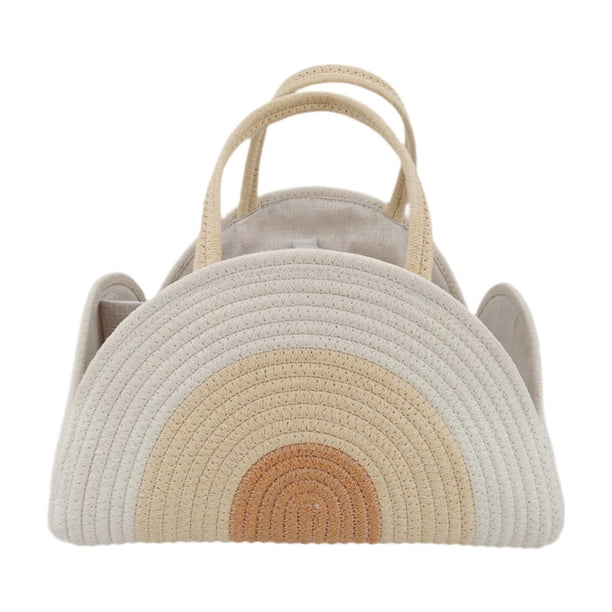 Organizador de pañales para bebé, contenedor de juguetes, bolso de mano compartimentado multifuncional Blanco Amarillo Naranja