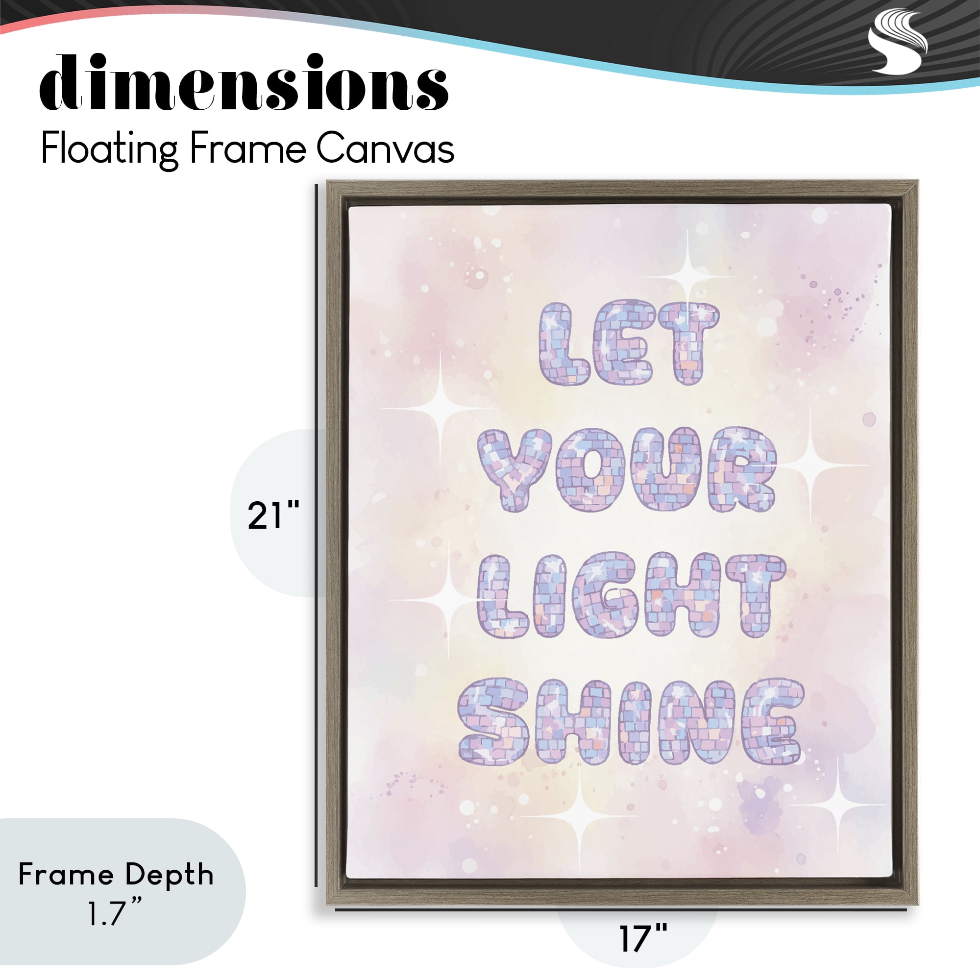 Stupell Industries Let Your Light Shine Pastels Brown Framed Floater Canvas Wall Art, design by Lil' Rue