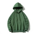 thumbnail image 2 of Wyobmus Mens Long Sleeve Hoodies M-5XL Plus Size Hoodie Solid Hooded Collar Drawstring Sweatshirt With Pocket B-Olive Green, 2 of 5