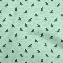 oneOone Polyester Spandex Mint Green Fabric Ocean Shark Swimming Sewing Material Print Fabric By The Yard 56 Inch Wide
