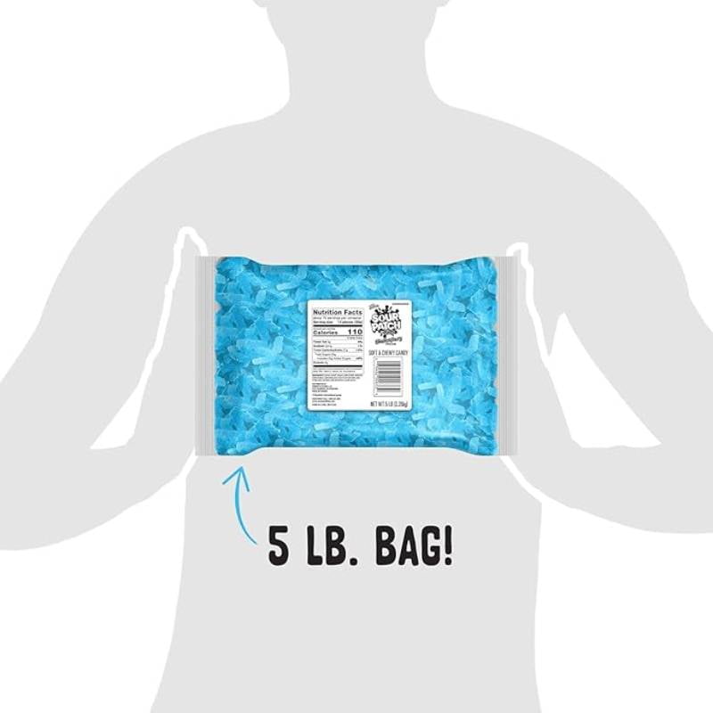Blue Raspberry Sour Gummies – Bulk 5 LB Bag, Kid-Shaped Chewy Candy for Parties, Buffets, Halloween & Snacking
