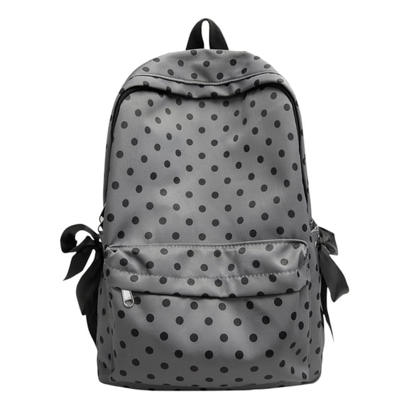 Polka Dots School Backpack with Side Bows, Water Resistant Backpack, Lightweight School Backpack for College Travel Shopping (Gray)