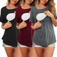 thumbnail image 4 of Camisas de maternidad para mujer, ropa de extractor de leche, camisas de lactancia de moda, enfermería Negro Rojo Gris M, 4 of 8