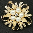 thumbnail image 4 of Women Breastpin Elegant No Deformation Flower Rhinestone Faux Pearl Brooch Pin for Party Dating, 4 of 7